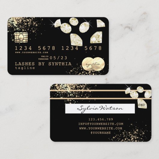 ゴールドフォイルのダイヤモンドクレジットカードにロゴを追加 名刺 (正面/裏面)