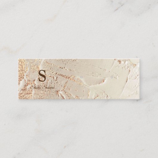 ゴールドフォイルのテクスチャミニイヤリングカード スキニー名刺 (正面)