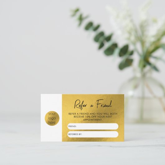 ゴールドフォイルのビジネスは友人の紹介カードを参照 名刺 (スタンド正面)