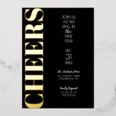 ゴールドフォイルの新年パーティー招待状 箔シーズンカード (正面)