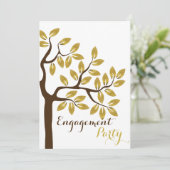 ゴールドフォイルの木 現代のエンゲージメントパーティー ウェディング 招待状 (スタンド正面)