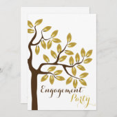 ゴールドフォイルの木 現代のエンゲージメントパーティー ウェディング 招待状 (正面/裏面)