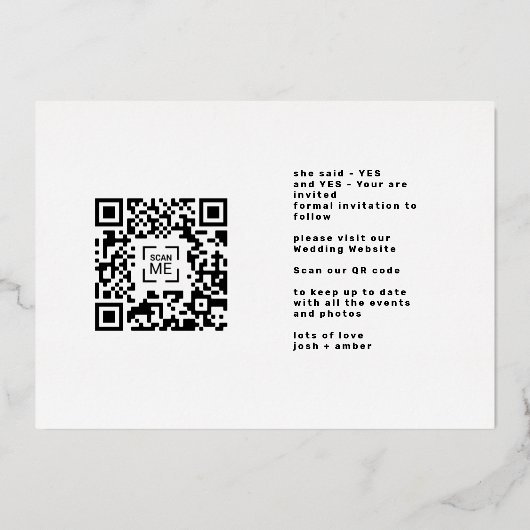 ゴールドフォイルの発表日付カードの保存 箔招待状 (裏面)