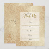 ゴールドフォイルの記入式招待状 招待状 (正面/裏面)