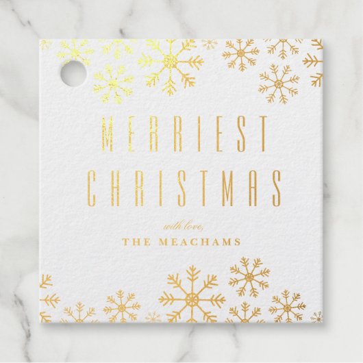 ゴールドフォイルの雪片 クリスマス ギフトタグ (正面)