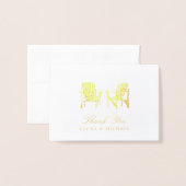 ゴールドフォイルアディロンドラックビーチチェア | ウェディング 箔カード (封筒付き正面)