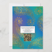 ゴールドフォイルアラビアンボリウッドQRコードRSVP 結婚's 招待状 (裏面)