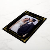 ゴールドフォイルアールデコ結婚した&メリークリスマスカード 箔招待状 (回転した状態)