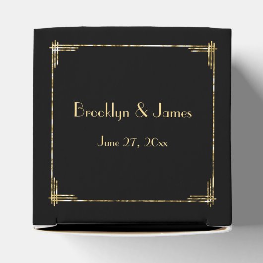 ゴールドフォイルアールデコ結婚式の引き出物ボックス フェイバーボックス (上部)