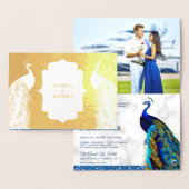 ゴールドフォイルインディアン孔雀フォト結婚式招待状 箔カード (ディスプレー)