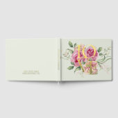 ゴールドフォイルウォーターカラーロマンチックフローラ結婚ズ ゲストブック (全面)