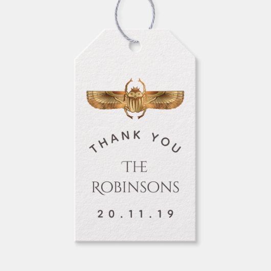 ゴールドフォイルエジプトをテーマにしたパーティー ギフトタグ (正面)