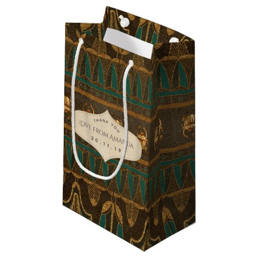 ゴールドフォイルエジプトをテーマにしたパーティー スモールペーパーバッグ (正面アングル)
