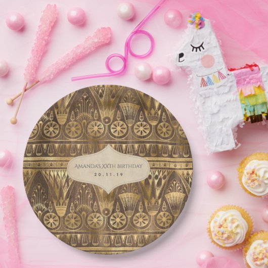 ゴールドフォイルエジプトをテーマにしたパーティー ペーパープレート (パーティー)