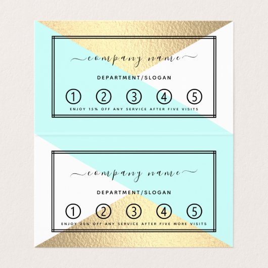 ゴールドフォイルエフェクト&アクアジオメトリックダブルロイヤリティ 名刺 (内部フラット)