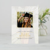 ゴールドフォイルエレガンスベルムフレームグラッドアナウンスメント 箔招待状 (立ち正面)