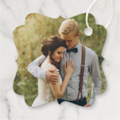 ゴールドフォイルエレガントな結婚式ありがとう |戻る写真 フェイバータグ (裏面)