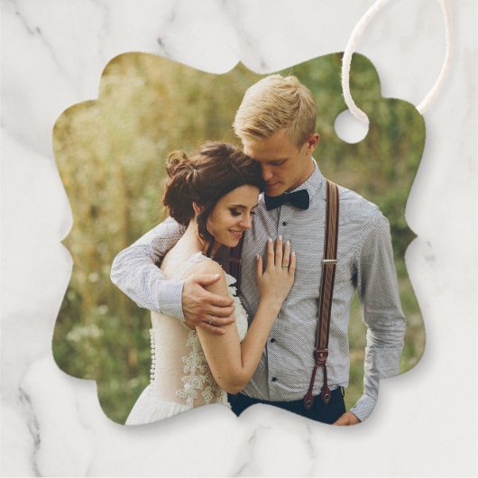 ゴールドフォイルエレガントな結婚式ありがとう |戻る写真 フェイバータグ (裏面)