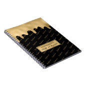 ゴールドフォイルエレガントスクリプトタイポグラフィ名パターン ノートブック (右側)