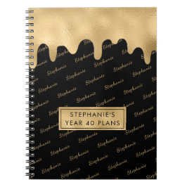 ゴールドフォイルエレガントスクリプトタイポグラフィ名パターン ノートブック