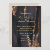 ゴールドフォイルエレガントブラック結婚式招待状 招待状 (正面/裏面)