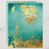 ゴールドフォイルオン動揺してターコイズスクラップブック紙 (正面/裏面)