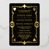 ゴールドフォイルカジノナイトラスベガストランプのポーカー結婚ズ 箔招待状 (正面)