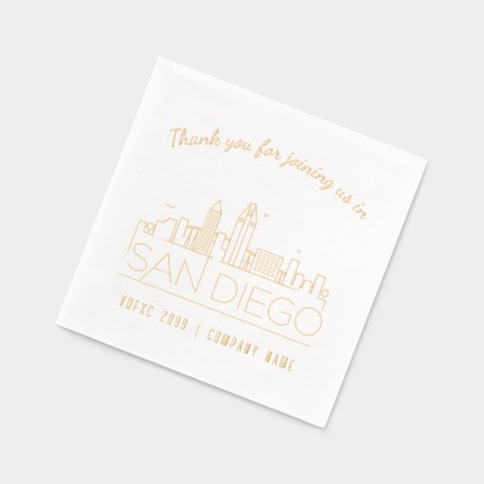 ゴールドフォイルカスタムサンディエゴショー&イベントナプキンス 箔ナプキン (左)