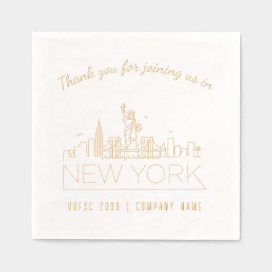 ゴールドフォイルカスタムニューヨーク企業のイベントナプキンス 箔ナプキン (正面)