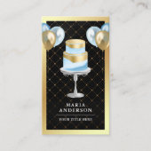 ゴールドフォイルカスタムブルーケーキバルーンイベントプランナー 名刺 (正面)