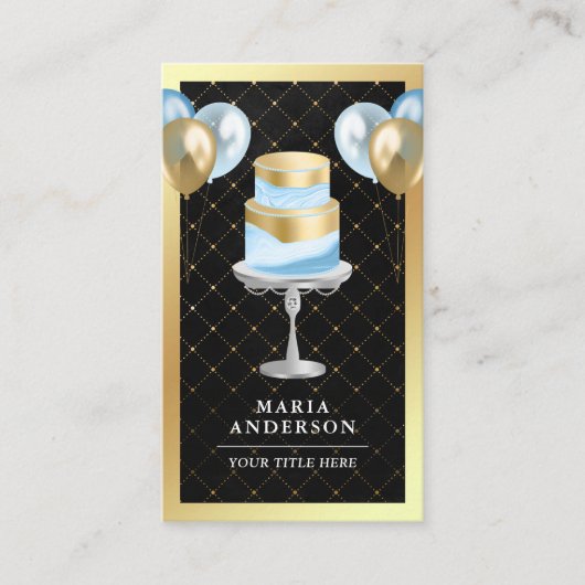 ゴールドフォイルカスタムブルーケーキバルーンイベントプランナー 名刺 (正面)
