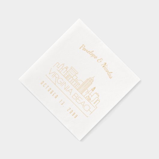 ゴールドフォイルカスタムヴァージニアビーチ結婚式ナプキンス 箔ナプキン (右)