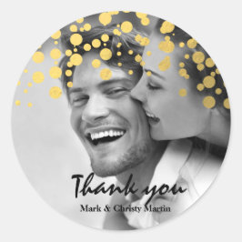 ゴールドフォイルカスタム紙吹雪写真フェイスシール ラウンドシール