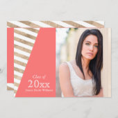 ゴールドフォイルカラーブロックの卒業招待状 招待状 (正面/裏面)