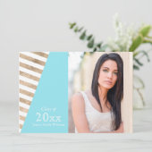 ゴールドフォイルカラーブロックの卒業招待状 招待状 (スタンド正面)