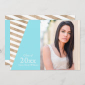 ゴールドフォイルカラーブロックの卒業招待状 招待状 (正面/裏面)