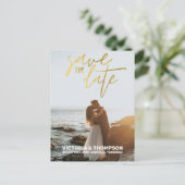 ゴールドフォイルカリグラフィーウェディングパーソナライズ 案内ポストカード (スタンド正面)