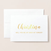 ゴールドフォイルカード | 私のメイド・オブ・オーナー（花嫁付き添い人） 箔カード (封筒付き正面)