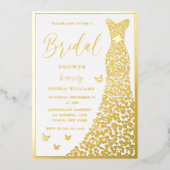 ゴールドフォイルガウンエレガントブライダルシャワー実在ゴールデン 箔招待状 (正面)