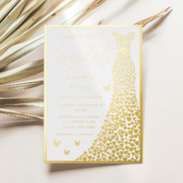 ゴールドフォイルガウンエレガントブライダルシャワー実在ゴールデン 箔招待状