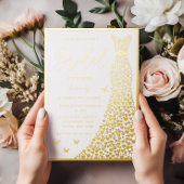 ゴールドフォイルガウンエレガントブライダルシャワー実在ゴールデン 箔招待状