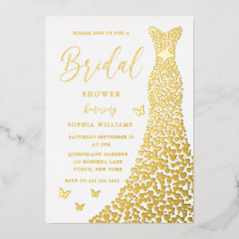 ゴールドフォイルガウンエレガントブライダルシャワー実在ゴールデン 箔招待状