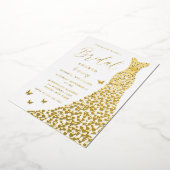 ゴールドフォイルガウンエレガントブライダルシャワー実在ゴールデン 箔招待状 (回転した状態)
