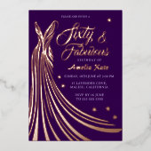 ゴールドフォイルガウン60歳の誕生日パ実在ーティ 箔招待状 (正面)