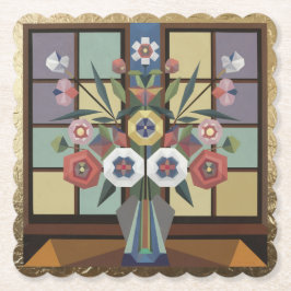 ゴールドフォイルキュービストアートフラワーズコースターセット ペーパーコースター