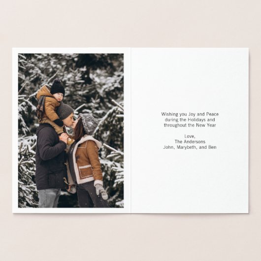 ゴールドフォイルクラシックメリークリスマスホリデーカード 箔カード (内部)