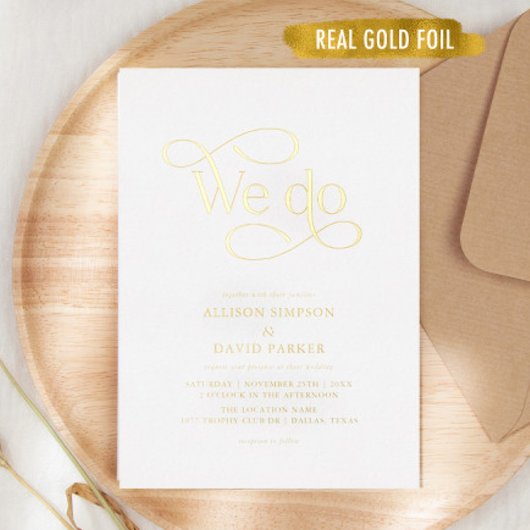 ゴールドフォイルクラシック結婚式招待状台本 箔招待状