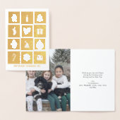 ゴールドフォイルクリスマスアイコンホリデーグリーティングカード 箔カード (ディスプレー)