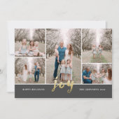 ゴールドフォイルクリスマスジョイコラージュフラットホリデーカード シーズンカード (正面)