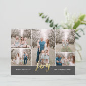 ゴールドフォイルクリスマスジョイコラージュフラットホリデーカード シーズンカード (スタンド正面)